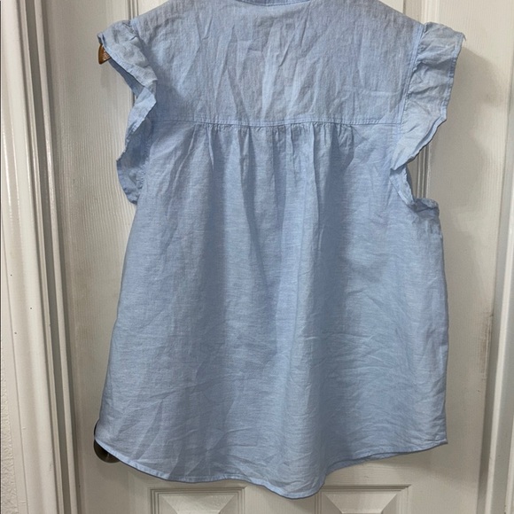 H&M Blue Ruffled Button Down Blouse - Picture 5 of 8